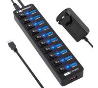 USB Hub Powered 3.0,VEMONT 10 Ports Multi USB 3 Hub &1 Smart Charging Port