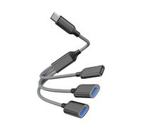 USB Hub Splitter Cable - 1FT Data Charging Extension Cord, Triple Port Adapter Connector, Car Device Expander | Laptop Keyboard TV PC Transfer Accessory Portable Multiport
