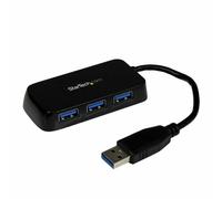 StarTech.com Portable 4 Port SuperSpeed Mini USB 3.0 Hub - Black~Portable 4 Port SuperSpeed Mini USB 3.0 Hub - 5Gbps - Black