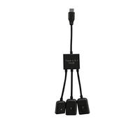 USB Hub Type C 3 in 1 Otg Cable Host for Phone | Compact Plastic Build, Portable Lightweight Design, Black Finish, Daily Use on Business Trips