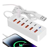 USB Hub - Type-C Port Adapter 66 W, USB Charging Station with Data Ports, for Laptop Phone Desktop Tablet Home Office Study Room Coffee Room Library Lounge Hotel Studio Class