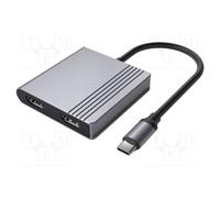 USB Hub; USB 3.2 Gen 1; Cablexpert; PnP; Gray A-CM-COMBO3-04