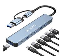 USB Hub,USB C hub multiport Adapter, USB Splitter with 1xUSB 3.0,4xUSB2.0,2 x USB C,USB c hub for MacBook Pro/PC/Laptop/Tablet Devices (Grey 7in1)