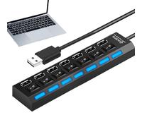 USB Hub - Usb Port Hub - Multi-Port Data Splitter - Compact Anti-Slip Hubs With Independent Button For Remote Work Game Setup Studio Travel Classroom Co-Working Space Photography Video