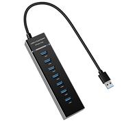 USB Hub3.0, YaimhSound 7-Port USB Extender, USB 3.0, 2.0 Splitter Adapter for Laptop,PC, Keyboard, Mouse, Dell, HP, Lenovo, Mac, Acer, Surface Pro and More USB Devices(1ft)