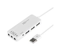 USB Hubs Audio Adapter External Stereo Sound Card with 3.5mm Headphone and Microphone Jack for Windows, Mac, Linux, PC, Laptops, Desktops, PS4 Computer External USB, 240kHz Gaming-Grade(White)