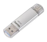 Hama 32GB USB Flash Drive USB-C USB-A USB 3.1/3.0 Universal 40MB/s Aluminium Data Storage for Windows/MacBook - Silver