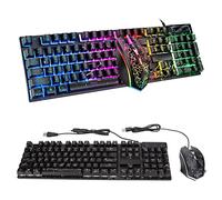 USB Keyboard Mouse Combo, Optical Wired Mouse, Full-Size Keyboard, Good Resilience Crack Colorful Backlight 104 Keys Clear Characters Gaming Keyboard Mouse Combo