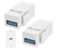 USB Keystone Plug Adapter, USB Keystone Socket - USB3.0 Output Panel Socket 2 Pieces Female to Female Adapter, USB Wall Extension Connector for Living Room, Hotel, Bedroom Neck
