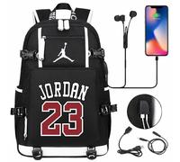 USB Large Capacity Student Schoolbag Jordan 23 - Black