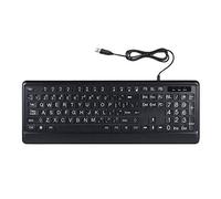 USB Large Print Backlit Wired Keyboard Easy to Read and Type Comfortable for Long Use Suitable Elderly or People with Vision Problems 104 Key ABS Backlight Breathing Adjustment via FN Keys Compatible