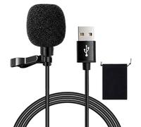USB Lavalier Lapel Microphone, Clip-on Omnidirectional Mini Mic for PC, Mac and Laptop, Plug and Play Condenser Microphone for YouTube Recording, Gaming, Streaming and Video Conferences (1.5m)