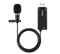 USB Lavalier Lapel Microphone,Fifine Clip-on Cardioid Condenser Computer mic Plug and Play USB Microphone with Sound Card for PC and Mac-K053