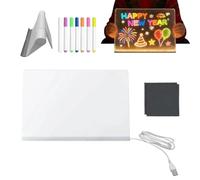 USB LED Bulletin Board - Dry Erase Drawing Board, Adjustable Stand with 7 Color Pens, Colorful Art Display | Home Office School, Holiday Doodle Painting, Joun