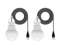 USB LED Camping Lantern, Emergency Portable 5W Light with 8.4ft Long Cable for Power Station,Home Power Failure, Outdoor Light Up Porch, Backyard Garage and Camping Tent, 2 Pack (Cold White)