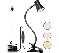 USB LED Desk Lamp Clip-on Reading Light 3 Lighting Modes 10 Adjustable Brightness Levels Ideal for Studying and Working