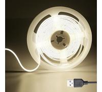 USB LED Light Strip, 5V Strip Light 1.5M Dotless COB Light 480LEDs 4000K Natural White, High CRI90+ Light Strip for TV Backlight, Mirror, Kitchen Cabinet Lighting