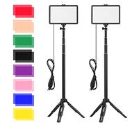 USB LED Video Light Kit with 2 Fill Lights 3200K-5600K Dimmable Extendable Tripods 16 Colors for Conference Live Streaming Online Meeting Teaching
