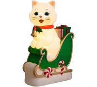 USB Light Up Resin Cat Skiing Sleigh 20x12cm Table Decoration | Warm USB powered glow for festive ambiance Handcrafted resin figure Compact size fits desks shelves or tables