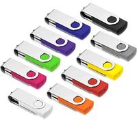 USB Memory Sticks 8GB 10 Pack, AreTop Flash Drive, Memory Stick 2.0 8GB Thumb Drives Pen Drives, Swivel Design, with LED Indicator for Computer/Tablet/Laptop/Car/TV(10 Mixed Color With Lanyard)