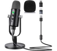 USB Microphone, Aveek Condenser Recording Microphone with Mute and Echo for Laptop pc Mac Phone Studio Recording, Streaming Broadcast and Game