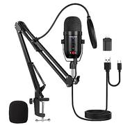 USB Microphone for PC Computer PS4 Cardioid Condenser ASMR Microphone Kit Metal Podcast Microphone for Streaming Gaming Studio Video Recording YouTube Noise Cancelling Mic Kit for Laptop,Phone,Mac