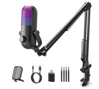USB Microphone for PC Gaming: Gaming Equipment Condenser Microphone RGB for Gamer with Boom Arm Mic - Recording Mic for Computer & Laptop with Mute - Desk Podcast Mic for Podcast & Streaming & Youtube