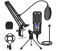 USB Microphone for PC Gaming Microphone with Arm, 192 kHz/24 Bit Podcast Microphone PS4 Microphone Streaming YouTube Microphone with Stand, Studio Microphone, Vocal Microphone, Recording Condenser Microphone Set