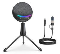 USB Microphone for PC, iPhone, Laptop, PS4/5 - Active Noise Canceling, Touch Mute, Echo/RGB/Volume Controls, Monitor Jack. Ideal for Podcasts, ASMR, Gaming, Zoom, YouTube, Discord & Twitch
