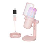 USB Microphone,gaming mic,Professional Condenser Mic with Type-C Interface, Plug and Play RGB Gaming Microphone with Tap-to-Mute Sensor & Desktop Fixed Stand for PC Mac Streaming, Karaoke, Discord