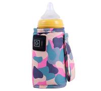 USB Milk Warmer, Portable Milk Heater, Milk Bottle Warmer, Feeding Bottle Warmer, USB Baby Bottle Warmer Three Level Temperature Adjustment Hook and Loop Design Portable Milk Bottle Heater(Pink1)