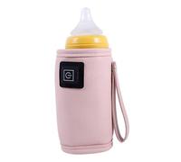 USB Milk Warmer, Portable Milk Heater, Milk Bottle Warmer, Feeding Bottle Warmer, USB Baby Bottle Warmer Three Level Temperature Adjustment Hook and Loop Design Portable Milk Bottle Heater(Pink2)