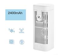 USB Mini Air Conditioner Portable Air Cooler with 3 Adjustable Speeds Quiet Fan and Hanging Hook Compact Design for Desktop Use in Various Settings (2400mAh)