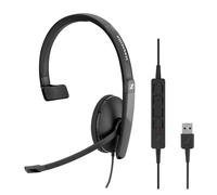 USB Monaural Headset, 20 Hz, Black