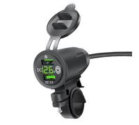 USB Motorcycle Phone Charger | Real-Time Voltage Display Motorcycle Phone Charger - Multi-Protection Handlebar Socket with 2 USB Ports