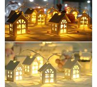 (USB-Multicolor) 2M 10LEDs Holiday String Light Garland Wood House LED Beads Lamp USB/Battery Powered