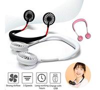 USB Neckband Fan 2nd Aromatherapy Handfree Personal Fan Mini Neck Double Fans Wearable Portable Mini Fan (White)