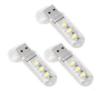 USB Night Light with Small Form Factor 59x18x8mm and Three 5730 LEDs for Convenient Carry and Immediate Illumination from Any 5V USB Port (3pc)
