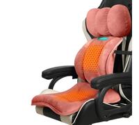 USB Office Heated Seat Cushion, 3-Temperature Heated Seat Pad with Elastic Strap, Office Chair Pad for Back Waist HIPS Thighs Home Office Use (Pink)