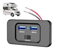 USB Outlet 12V | 72W Black RV USB Ports Wall Mount,Car Socket Charger Adapter, Outlet Adapter Replacement for Buses, RVs, Trucks, Cars, ATVs