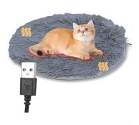 USB Pet Electric Blanket, Plush Cat Dog Electric Heating Pad Pet Warming Bed Energy-saving with Temperature Sensor for Various Small Animals(Gray)