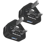 USB Plug,2Pack USB Plug UK Adaptor Phone Charger Mains Charge Dual Port Twin Wall Plugs with Smart IC 5V 1AMP Charging for iPhone 16 15 14 13 12 11 XS XR X 8 7 6,iPad Pro,Samsung,Mobile ect