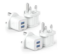 USB Plug,4 Pack Dual USB Charger Plug Adaptor UK 3 Pin Mains Charger Double Port 5V 2Amp Phone Charging Plug for iPhone 16 15 14 13 12 11 Pro Max 10 XS X XR 8 7 6 6S Plus 5 SE 2020,iPad Pro/Air/Mini