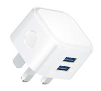 USB Plug Adaptor UK Phone Charger Mains Charge Dual Port Twin Wall Plugs with Smart IC 5V 2.4AMP Charging for iPhone 16 15 14 13 12 11 XS XR X 8 7 6,iPad Pro,Samsung,Mobile ect