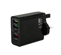 USB Plug Charger, 65W 5-Port USB Fast Charger Adapter Quick Charge Adapter Wall Plug Multi Fast Charging Plug for iPhone Android (black, 65W Fast Charging)