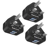 USB Plug,Dual USB Charger Plug Adaptor UK,3 Pack 3 Pin Mains Charge Triple Double Port Wall Charge Head 5V/2.1A/10.5W Fast Charging for iPhone 14/13/12/11/XS Max/XR/X/8/7/6Plus,iPad Pro/Air/Mini,Watch