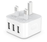 USB Plug, Multi USB Charger 5V 3A for iPhone X XR XS 8 7 6 6S Plus 5 5S 5C SE 14/14 Plus/14 Pro Max 13 12 11, Pad, UK Multiple Wall Charging Adapter Multiport Mains Power Adaptor