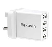 USB Plug,Multi USB Charger Plugs Adaptor UK 5V/5A 25W Phone Plugs with 4 USB Port Multiple Way 3 Pin Double Mains Charge Head 5V 5AMP Multiport Charging for iPhone 14 13 12 11 SE XS XR X 8 7 6 5,iPad