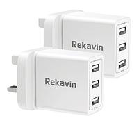 USB Plug,Multi USB Plug Adaptor UK 5V/3A for iPhone Charger Head,Multiple Port Dual Charging Adapter UK Triple Way 3 Pin Double Main Charge for iPhone 14 13 12 11 X XR XS 8 7 6 6S 5 5S SE,iPad,2 Pack
