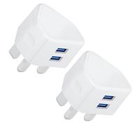 USB Plug Phone Charger 2 Pack Mains Charge Dual Port Twin Wall Plugs with Smart IC 5V 2.1AMP Charging for iPhone 16 15 14 13 12 11 XS XR X 8 7 6,iPad Pro,Samsung,Mobile ect
